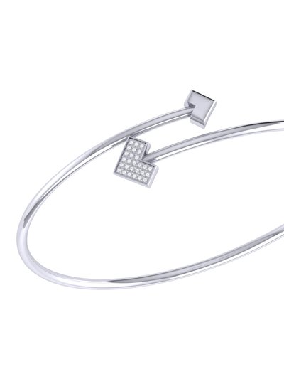 LuvMyJewelry One Way Arrow Adjustable Diamond Bangle in Sterling Silver product