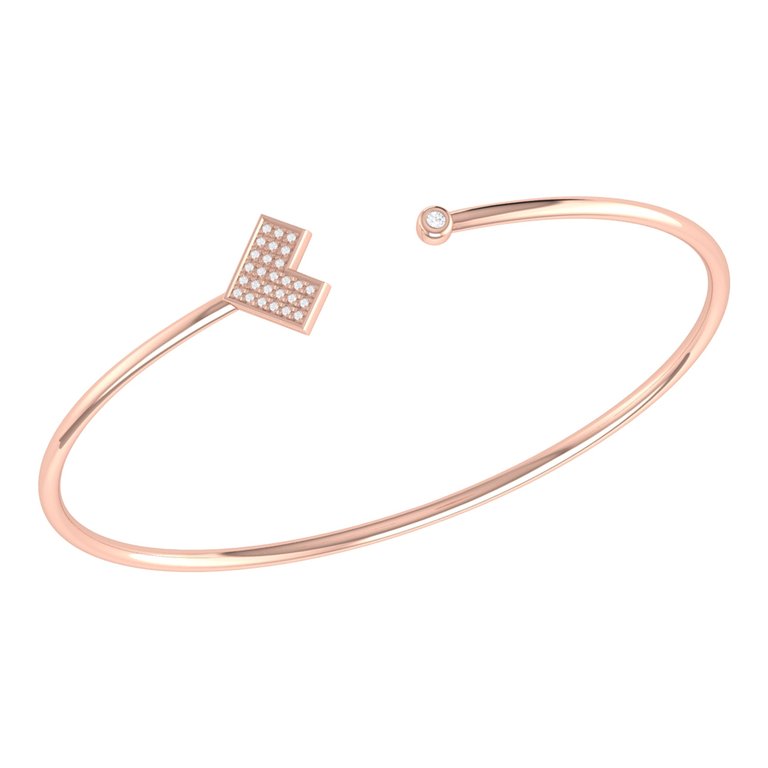 One Way Arrow Adjustable Diamond Cuff in 14K Rose Gold Vermeil on Sterling Silver - Rose Gold