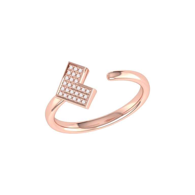 One Way Arrow Diamond Open Ring In 14K Rose Gold Vermeil On Sterling Silver - Rose Gold