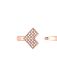 One Way Arrow Diamond Open Ring In 14K Rose Gold Vermeil On Sterling Silver