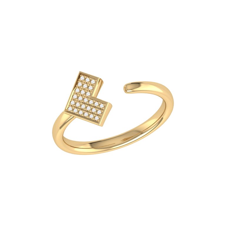 One Way Arrow Diamond Open Ring In 14K Yellow Gold Vermeil On Sterling Silver - Yellow Gold