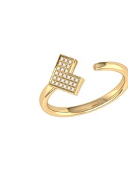 One Way Arrow Diamond Open Ring In 14K Yellow Gold Vermeil On Sterling Silver - Yellow Gold