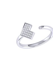 One Way Arrow Diamond Open Ring In Sterling Silver - Silver