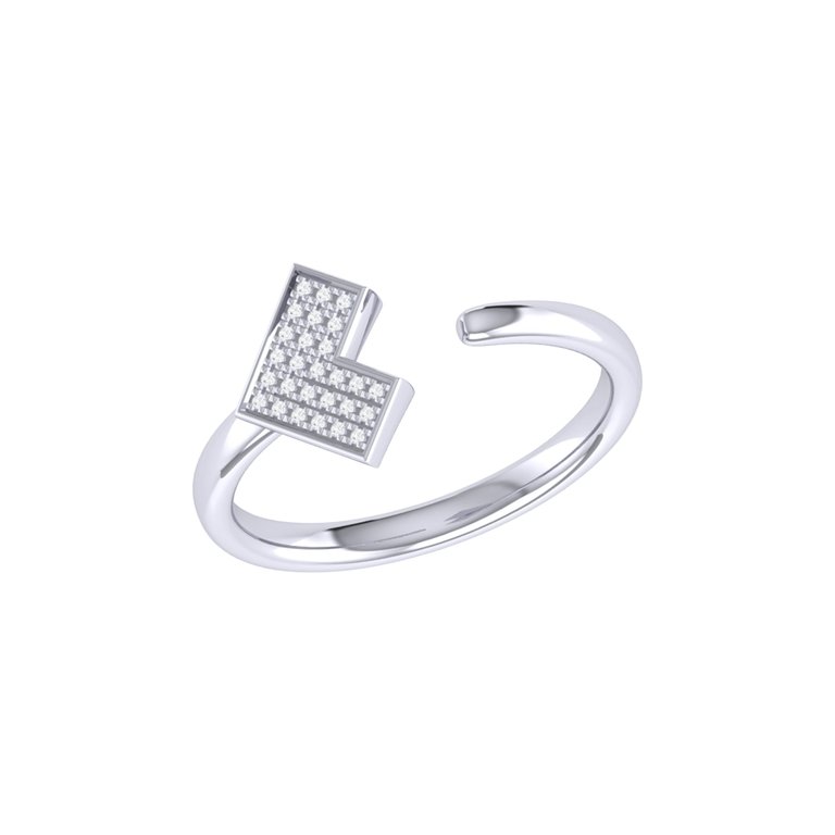 One Way Arrow Diamond Open Ring In Sterling Silver - Silver