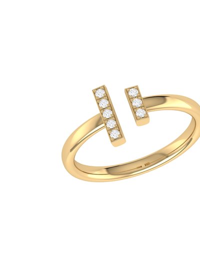 LuvMyJewelry Parallel Park Double Diamond Bar Open Ring in 14K Yellow Gold Vermeil on Sterling Silver product