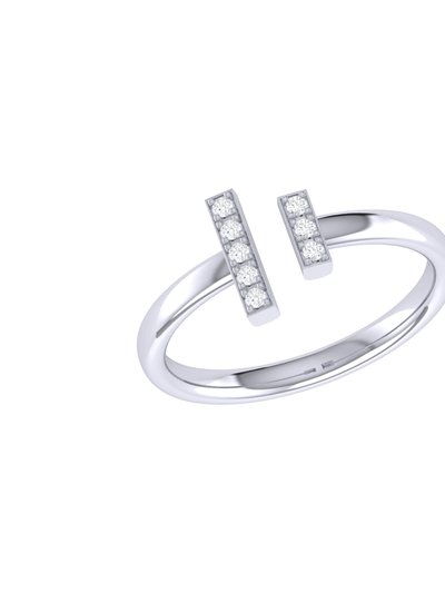 LuvMyJewelry Parallel Park Double Diamond Bar Open Ring In Sterling Silver product