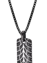 Racer Swag Black Rhodium Plated Sterling Silver Tire Tread Black Diamond Tag