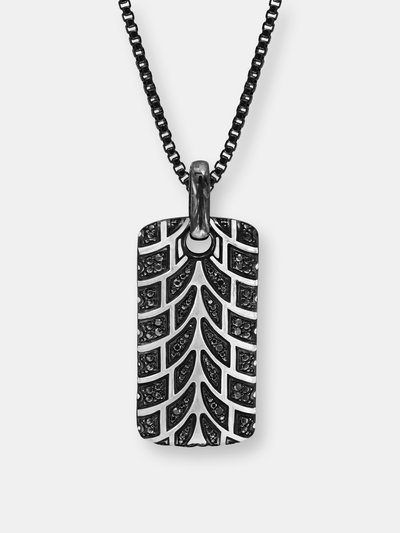 LuvMyJewelry Racer Swag Black Rhodium Plated Sterling Silver Tire Tread Black Diamond Tag product