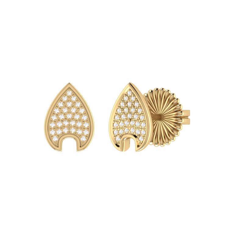 Raindrop Diamond Stud Earrings in 14K Yellow Gold Vermeil on Sterling Silver - Gold