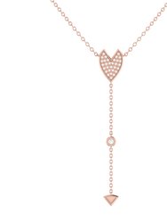 Raindrop Drip Diamond Y Necklace In 14K Rose Gold Vermeil On Sterling Silver - Rose Gold