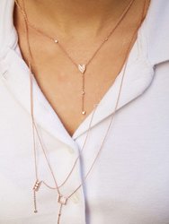 Raindrop Drip Diamond Y Necklace In 14K Rose Gold Vermeil On Sterling Silver