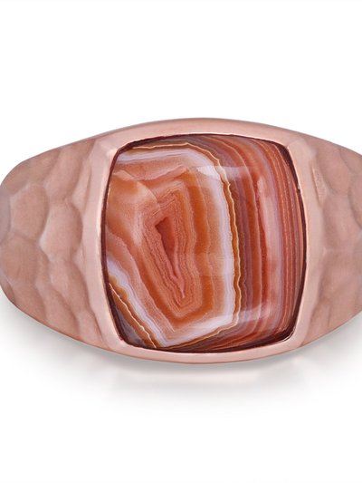 LuvMyJewelry Red Lace Agate Stone Signet Ring in 14K Rose Gold Plated Sterling Silver product