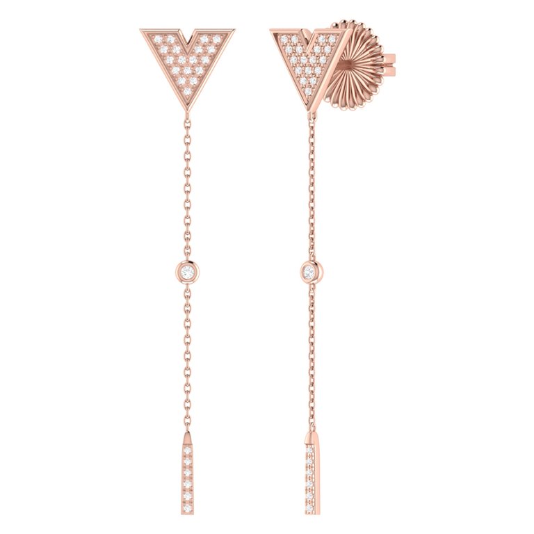 Rise & Grind Triangle Diamond Drop Earrings In 14K Rose Gold Vermeil On Sterling Silver - Rose Gold