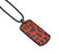 Rivers of Fire Black Rhodium Plated Sterling Silver Textured Red Orange Enamel Tag