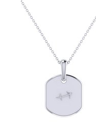 Sagittarius Archer Blue Topaz & Diamond Constellation Tag Pendant Necklace In Sterling Silver