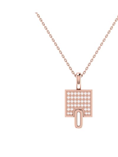 LuvMyJewelry Sidewalk Square Diamond Pendant in 14K Rose Gold Vermeil on Sterling Silver product