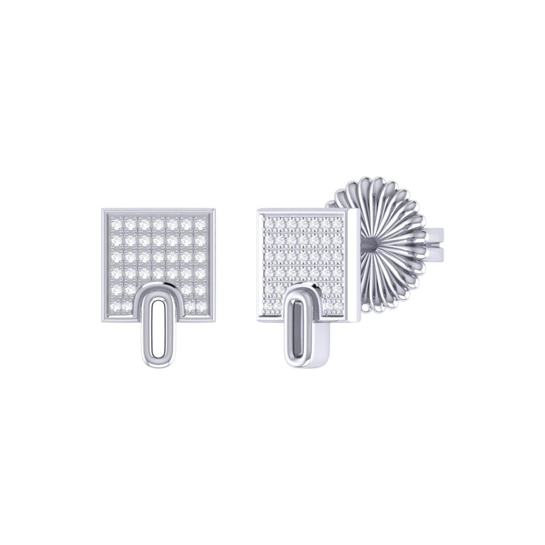 Sidewalk Square Diamond Stud Earrings in Sterling Silver - Silver