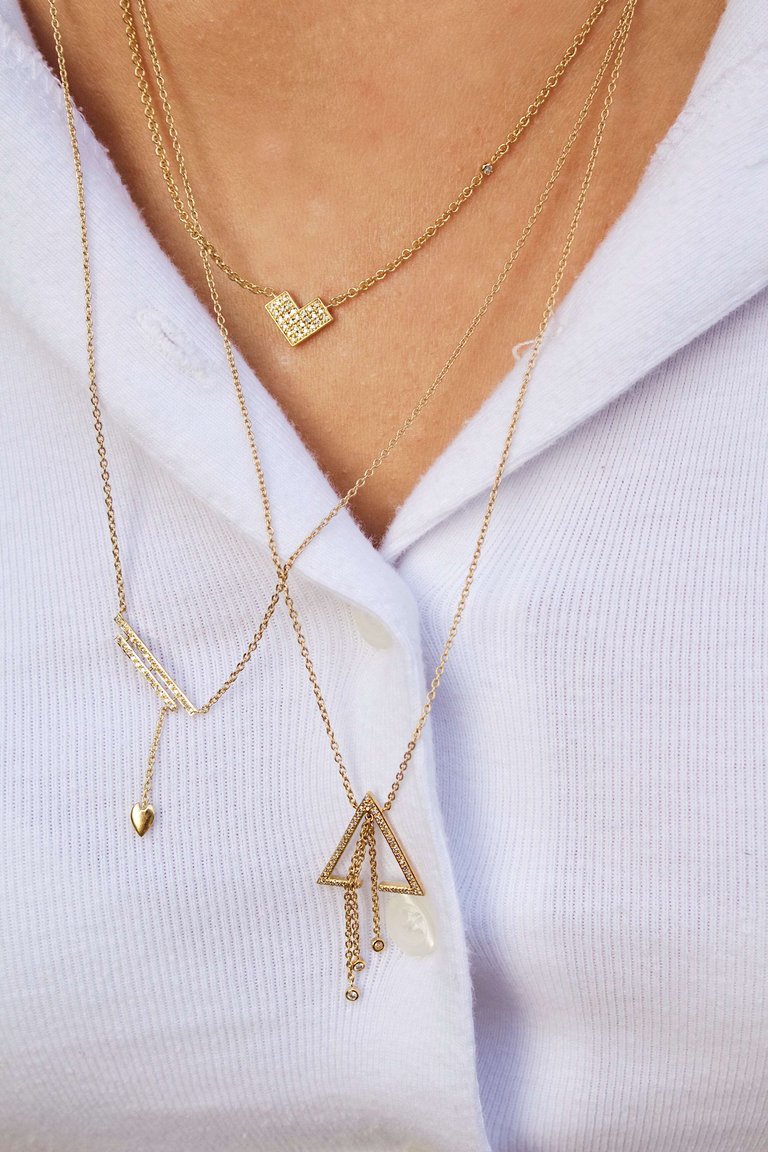 Skyline Triangle Bolo Adjustable Diamond Lariat Necklace in 14K Yellow Gold Vermeil on Sterling Silver