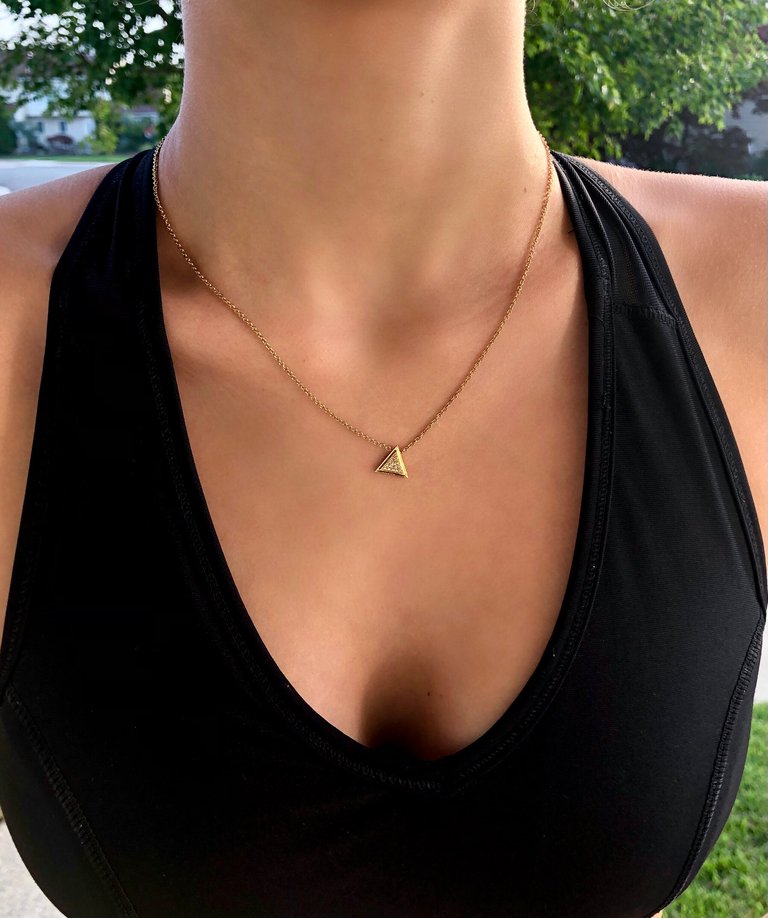 Skyscraper Triangle Diamond Necklace In 14K Yellow Gold Vermeil On Sterling Silver