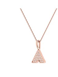 Skyscraper Triangle Diamond Pendant In 14K Rose Gold Vermeil On Sterling Silver