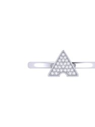Skyscraper Triangle Diamond Ring In Sterling Silver