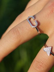 Skyscraper Triangle Diamond Ring In Sterling Silver