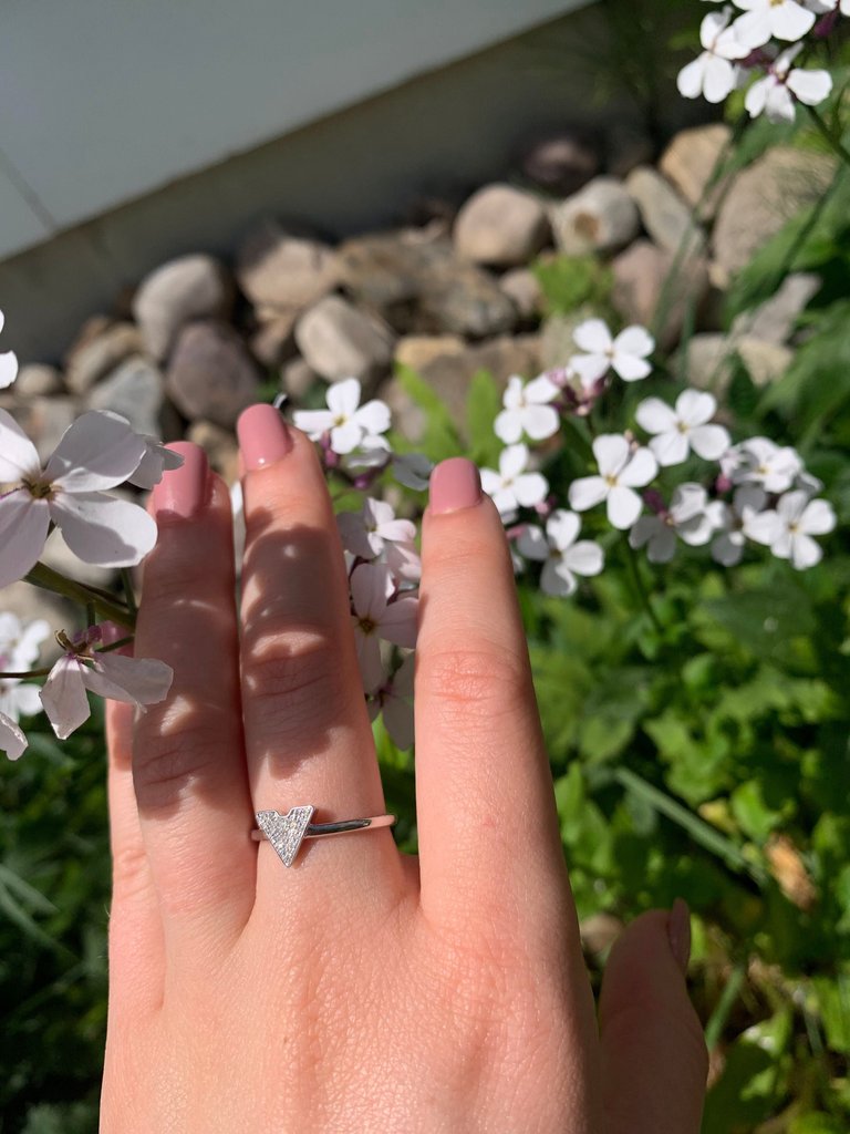 Skyscraper Triangle Diamond Ring In Sterling Silver