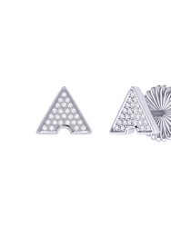Skyscraper Triangle Diamond Stud Earrings in Sterling Silver - Silver