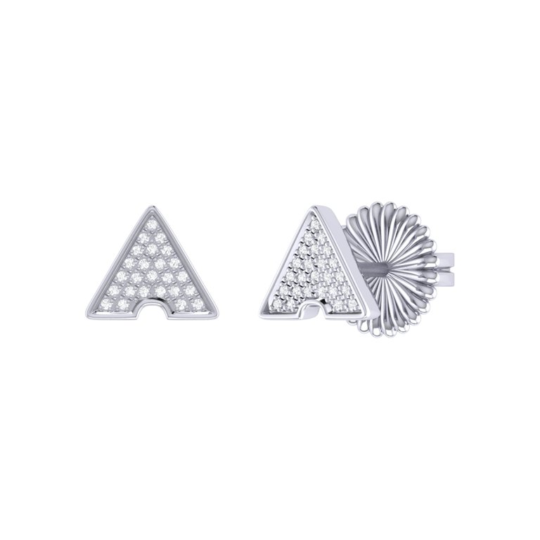 Skyscraper Triangle Diamond Stud Earrings in Sterling Silver - Silver