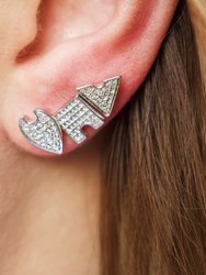 Skyscraper Triangle Diamond Stud Earrings in Sterling Silver