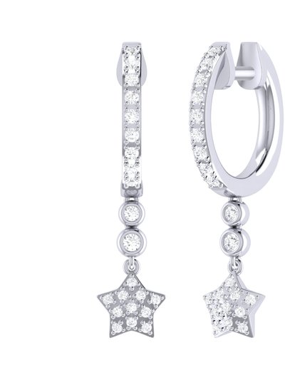 LuvMyJewelry Star Bezel Duo Diamond Hoop Earrings In Sterling Silver product