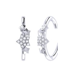 Star Cluster Diamond Ear Cuffs In Sterling Silver - Silver