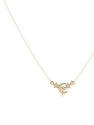 Star Cluster Moon Crescent Diamond Necklace In 14K Yellow Gold Vermeil On Sterling Silver - Yellow Gold