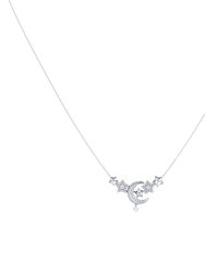 Star Cluster Moon Crescent Diamond Necklace in Sterling Silver