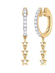 Star Trio Lane Diamond Hoop Earrings In 14K Yellow Gold Vermeil On Sterling Silver - Yellow Gold