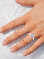 Starburst Diamond Ring In Sterling Silver