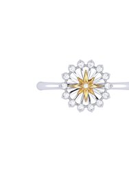 Starburst Two-Tone Diamond Ring In 14K Yellow Gold Vermeil On Sterling Silver