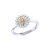 Starburst Two-Tone Diamond Ring In 14K Yellow Gold Vermeil On Sterling Silver - Silver