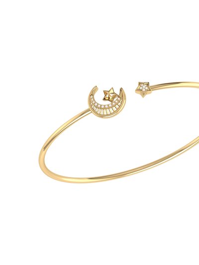 LuvMyJewelry Starkissed Crescent Adjustable Diamond Cuff In 14K Yellow Gold Vermeil On Sterling Silver Bracelet product