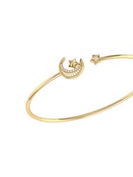 Starkissed Crescent Adjustable Diamond Cuff In 14K Yellow Gold Vermeil On Sterling Silver Bracelet - Gold