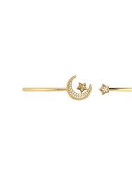 Starkissed Crescent Adjustable Diamond Cuff In 14K Yellow Gold Vermeil On Sterling Silver