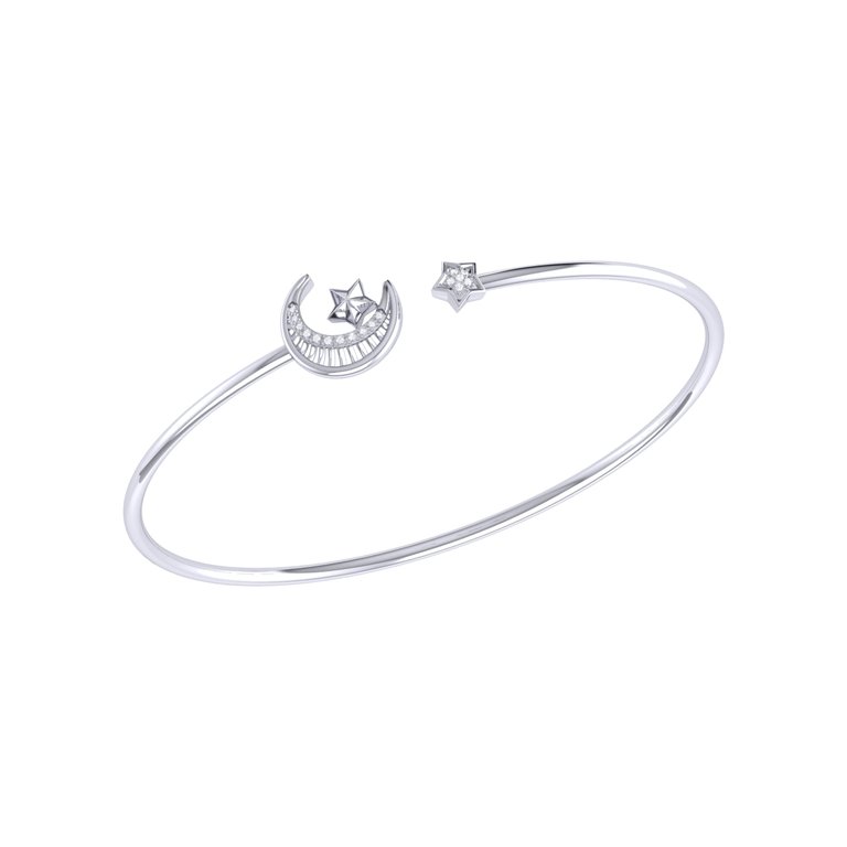Starkissed Crescent Adjustable Diamond Cuff In Sterling Silver - Silver