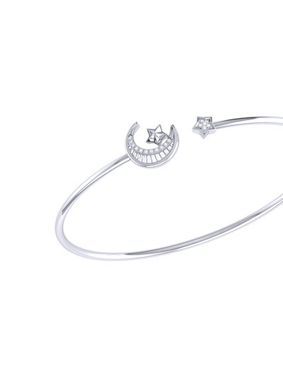 LuvMyJewelry Starkissed Crescent Adjustable Diamond Cuff In Sterling Silver product