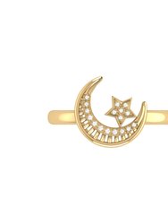 Starkissed Crescent Diamond Ring In 14K Yellow Gold Vermeil On Sterling Silver