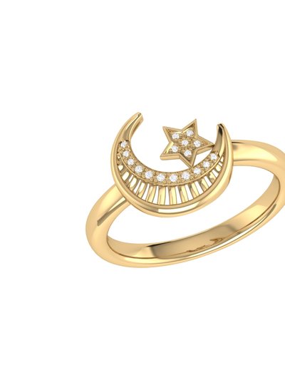 LuvMyJewelry Starkissed Crescent Diamond Ring In 14K Yellow Gold Vermeil On Sterling Silver product