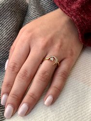 Starkissed Crescent Diamond Ring In 14K Yellow Gold Vermeil On Sterling Silver