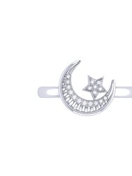 Starkissed Crescent Diamond Ring In Sterling Silver