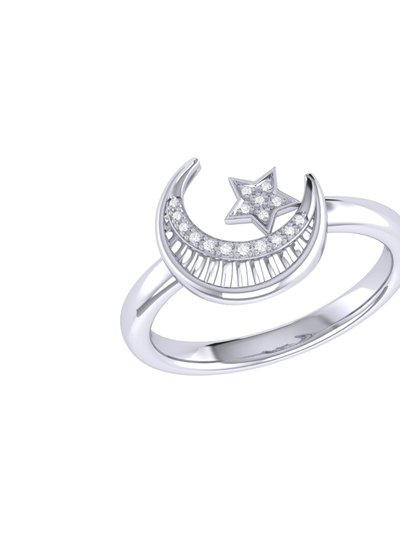 LuvMyJewelry Starkissed Crescent Diamond Ring In Sterling Silver product