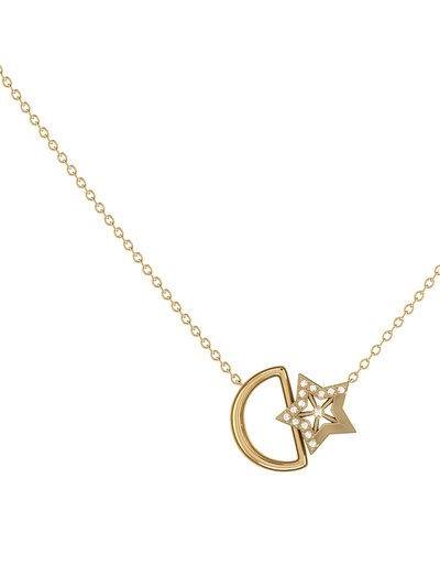 LuvMyJewelry Starkissed Moon Diamond Necklace In 14K Yellow Gold Vermeil On Sterling Silver product