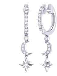 Starlit Crescent Diamond Hoop Earrings in Sterling Silver - Silver
